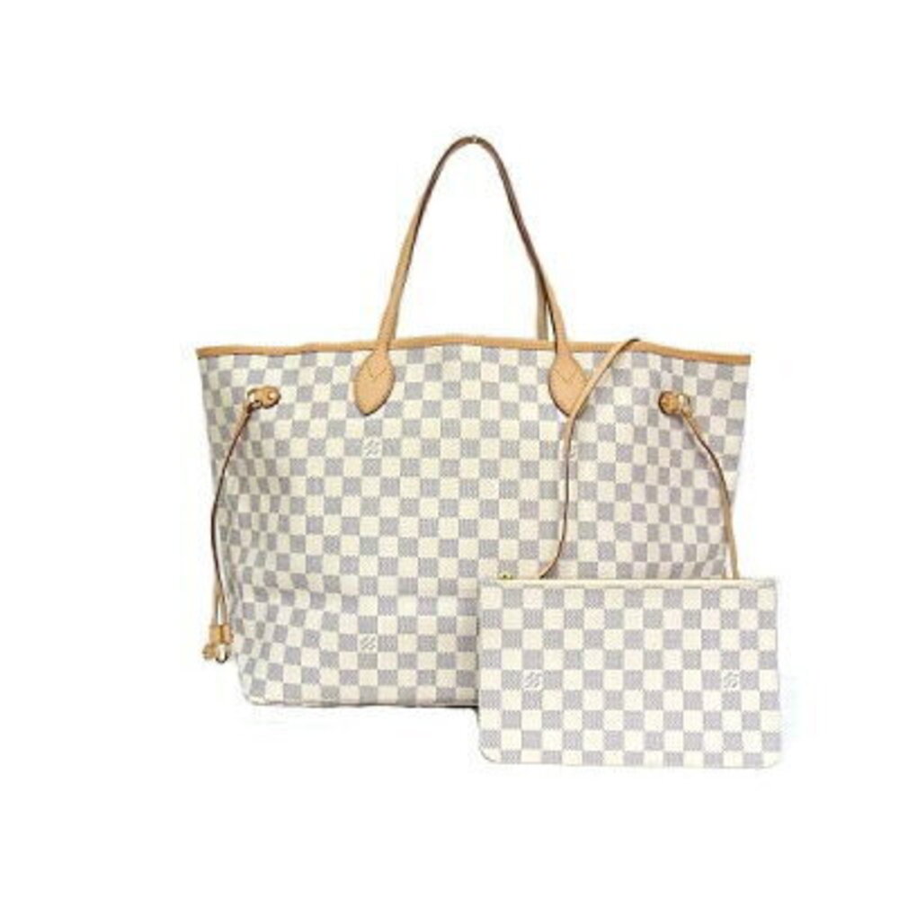 Louis Vuitton Damier Azur White Neverfull Open Tote Bag Pouch